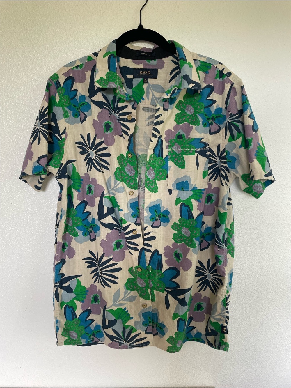 Roark Green Blue Floral Short-Sleeve Button Shirt